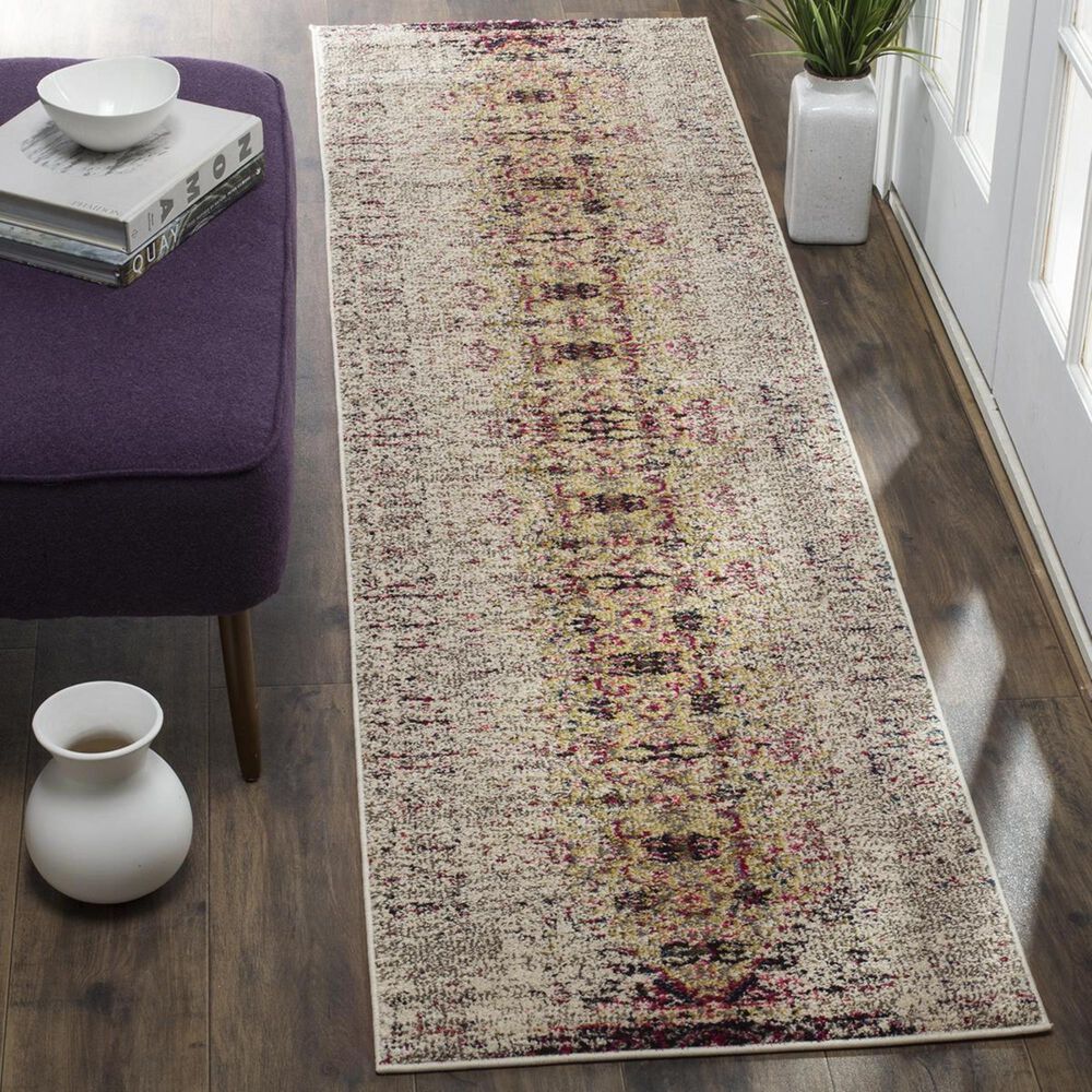 Safavieh Monaco MNC209R-212 2'2" x 12' Ivory/Pink Runner, , large