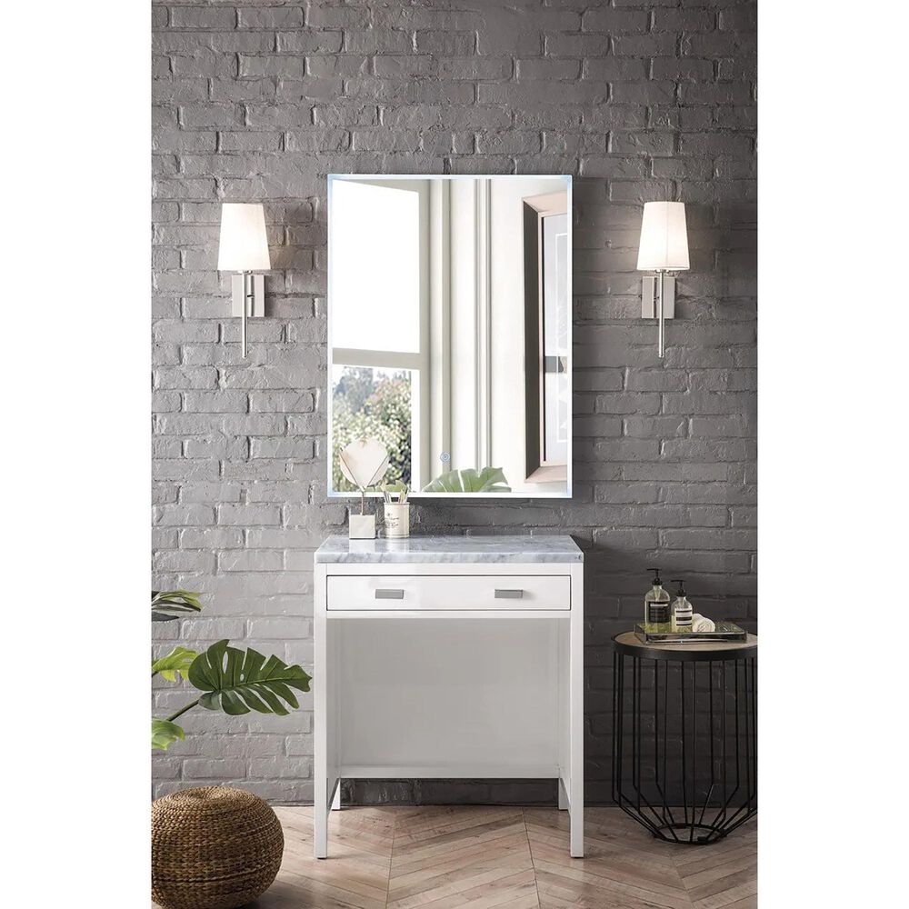 James Martin Vanities Addison 30&quot; Makeup Vanity in Glossy White with 3 cm Carrara White Marble Top, , large