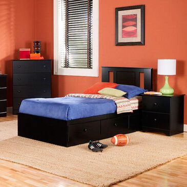 Lemoore Twin Mates Bed with Headboard in Black, , large