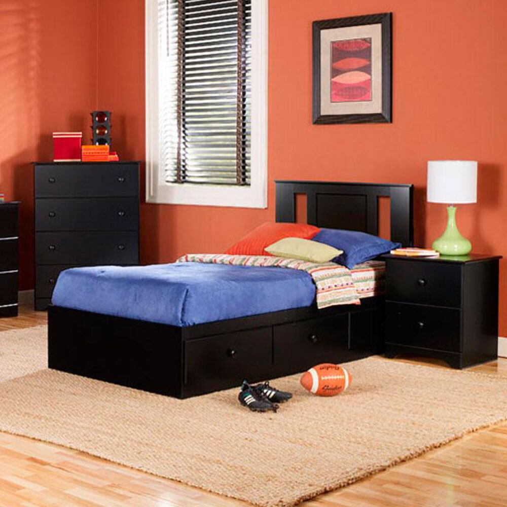 Lemoore Twin Mates Bed with Headboard in Black, , large
