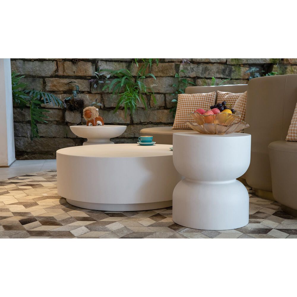 Elementi Fire Chronos Side Table in Cream White, , large