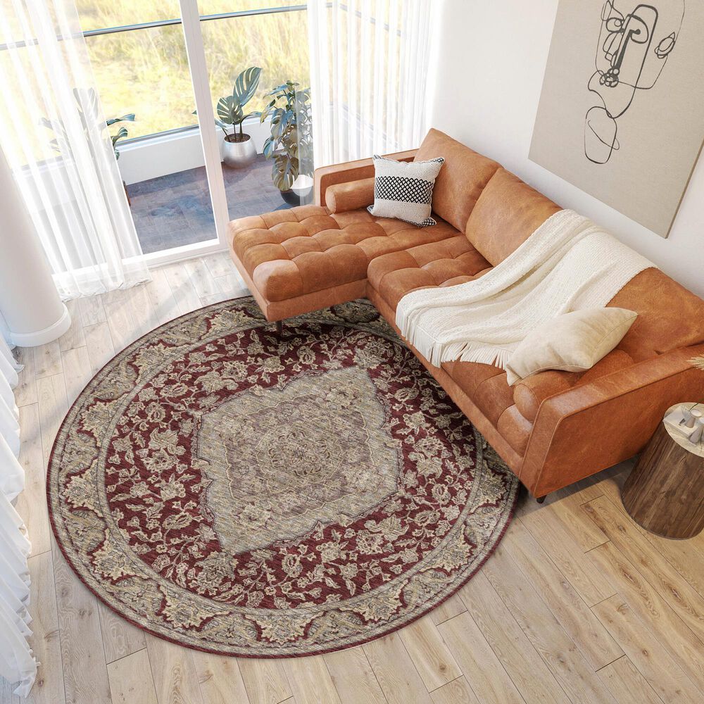 Dalyn Rug Company Hatay 8&#39; Round Garnet Area Rug, , large