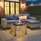 HOMLUX 5-Piece Modular Rattan Outdoor Patio Furniture Set in Denim Blue, , large
