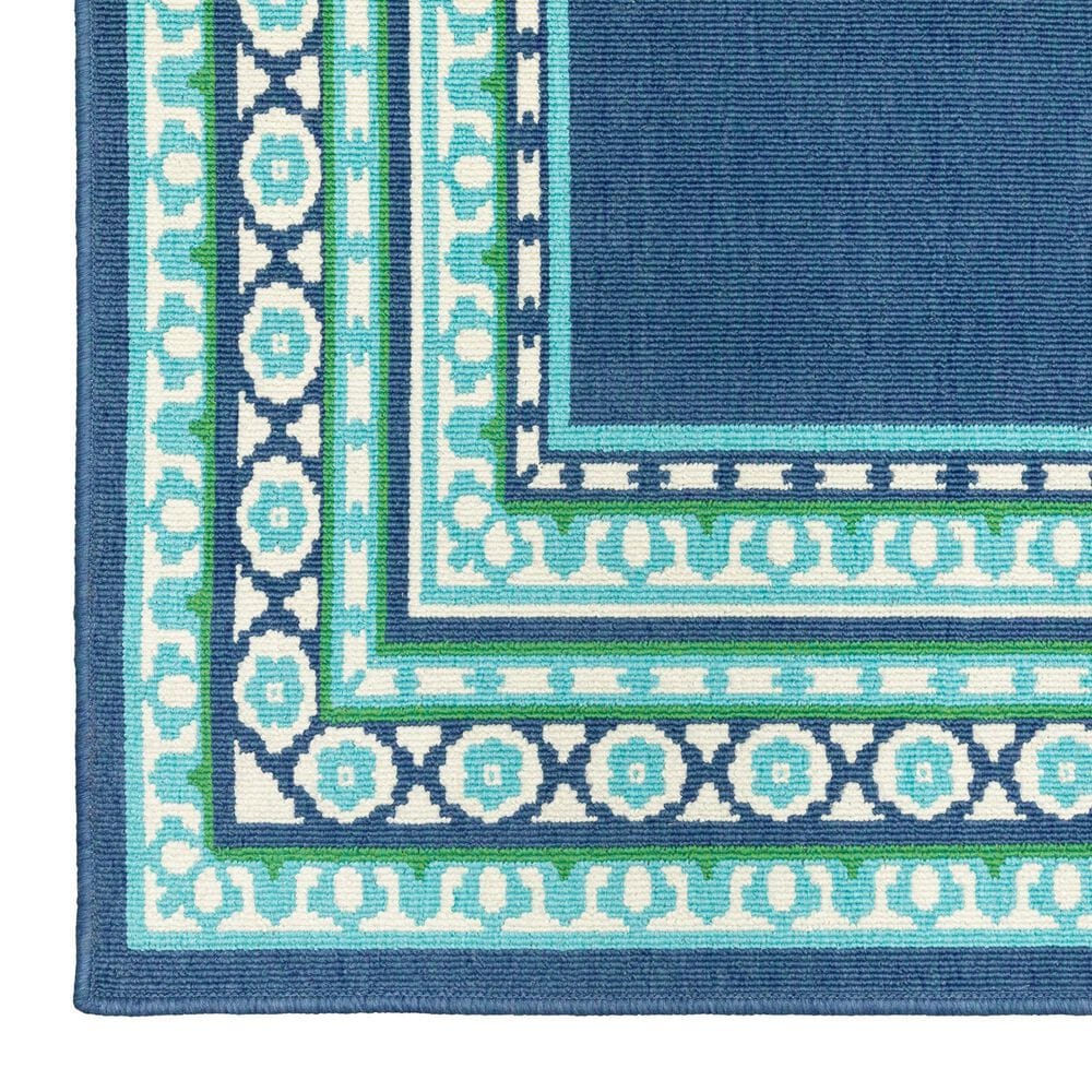 Oriental Weavers Meridian Navy and Green 2'3" x 7'6" Indoor/Outdoor Runner, , large