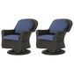 Hearth and Haven Liam Swivel Club Chair with Blue Cushion in Dark Brown (Set of 2), , large