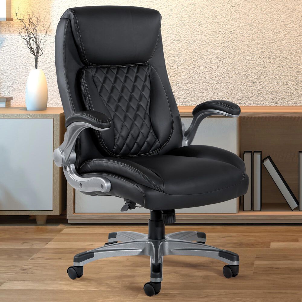 Valor Living Executive Chair with Black Upholstery in Titanium, , large