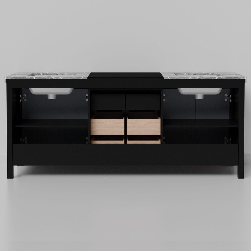 Lexora Home Zilara 80" Double Bathroom Vanity in Black and Grey with 11 cm Castle Grey Marble Top and Rectangular Sinks, , large