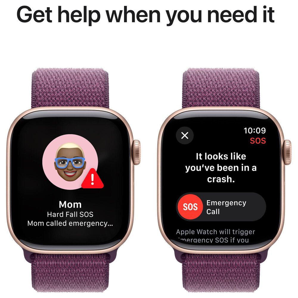 Apple Watch Series 10 GPS 42mm Rose Gold Aluminum Case with Plum Sport Loop, , large