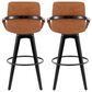 LumiSource Cosmo 30" Swivel Barstool with Camel Upholstery in Black (Set of 2), , large
