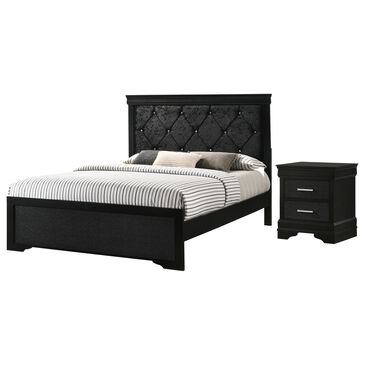 Crown Mark Amalia Full Bed with Nightstand in Black, , large