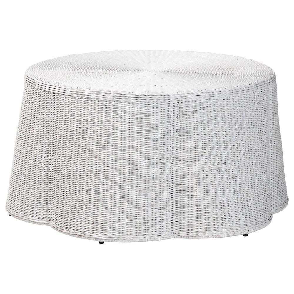 Baxton Studio Palm Patio Coffee Table in Chalk White, , large