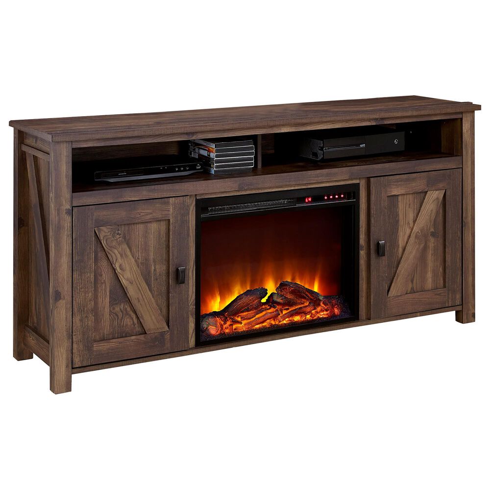 DHP Farmington 60" TV Console with Fireplace in Century Barn Pine, , large
