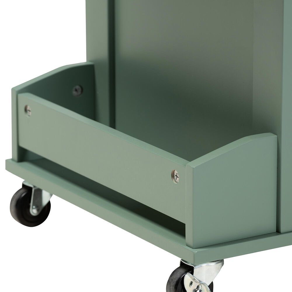 Baxton Studio Dorthy Kitchen Storage Cart in Dark Green and Natural, , large
