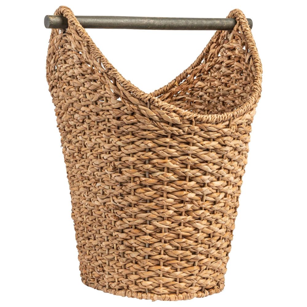 Creative Coop Braided Bankuan Toilet Paper Basket with Wood Handle in Natural, , large