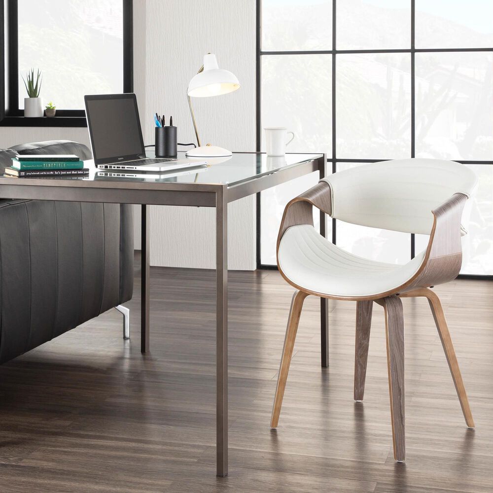 Lumisource Symphony Arm Chair with Cream Cushion in Walnut, , large