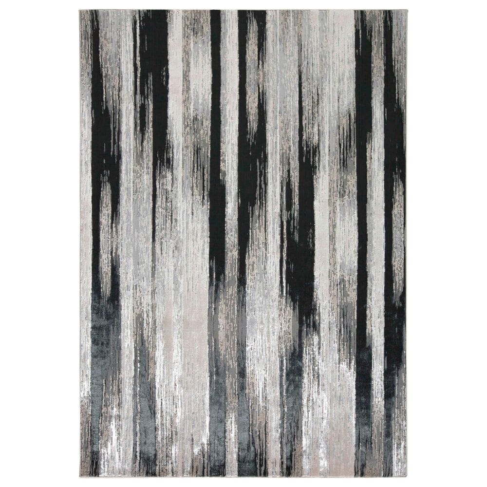 Feizy Micah 5" x 8" Black and Silver Area Rug, , large