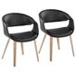 LumiSource Curvo Contemporary Upholstered Chair in Whitewashed Wood and Black Faux Leather by LumiSource - Set of 2, , large