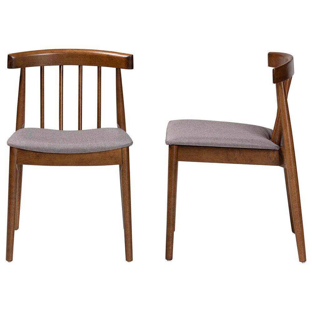 Baxton Studio Wyatt Side Chair with Grey Cushion in Walnut Brown (Set of 2), , large
