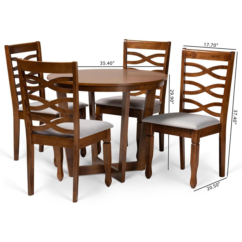 Baxton Studio Alicia 5-Piece Dining Set in Grey/Walnut Brown, , large