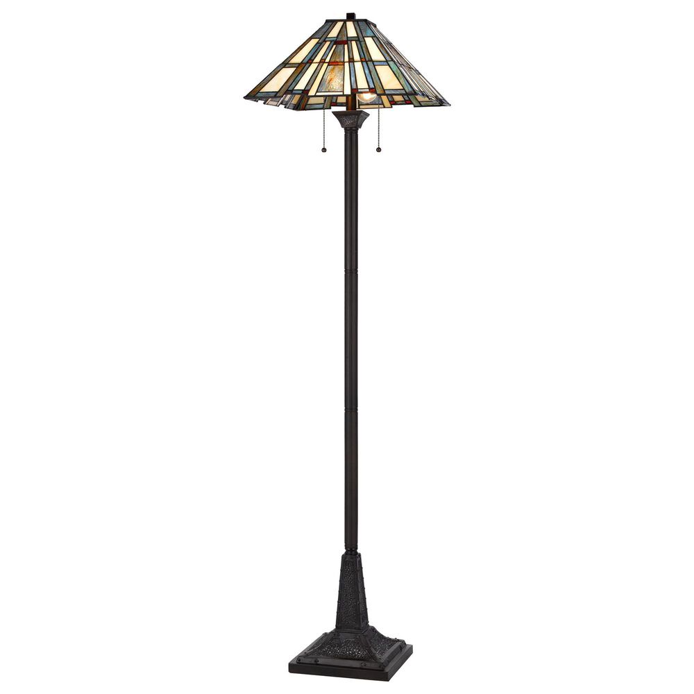 Cal Lighting Tiffany Floor Lamp with Pull Chain Switch in Dark Bronze, , large