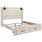 Ashley Cambeck King Storage Bed in Whitewash with Lighting, , large