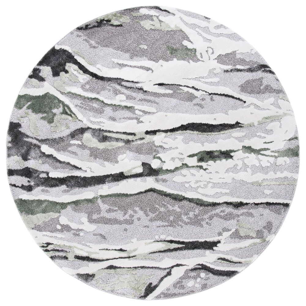 Safavieh Century 6"7" Round Grey and Green Area Rug, , large