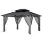 HOMLUX 12" x 14" Patio Hardtop Gazebo with Wood Posts in Light Gray, , large