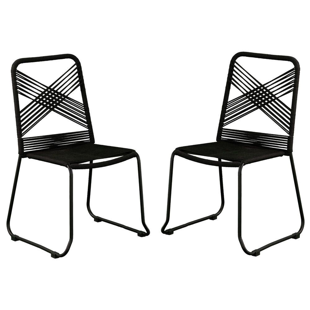 Southern Enterprises Padko Outdoor Rope Chair in Black (Set of 2), , large