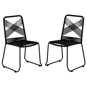 Southern Enterprises Padko Outdoor Rope Chair in Black (Set of 2), , large