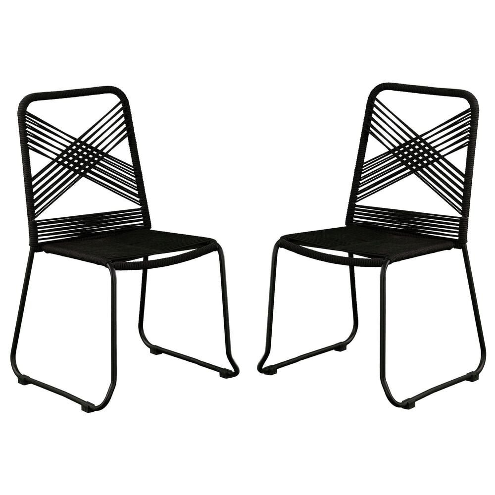 Southern Enterprises Padko Outdoor Rope Chair in Black (Set of 2), , large