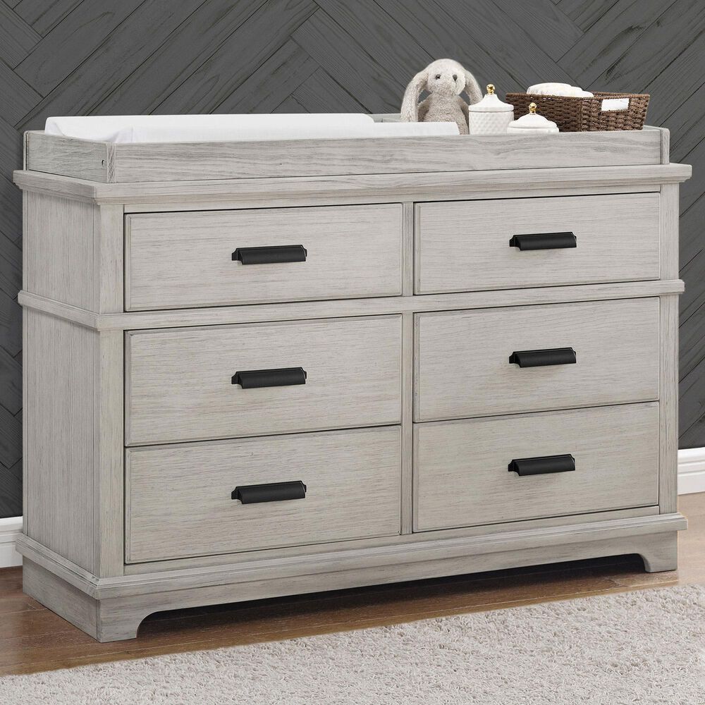 Delta Children Asher 6-Drawer Dresser with Changing Top in Rustic Mist, , large