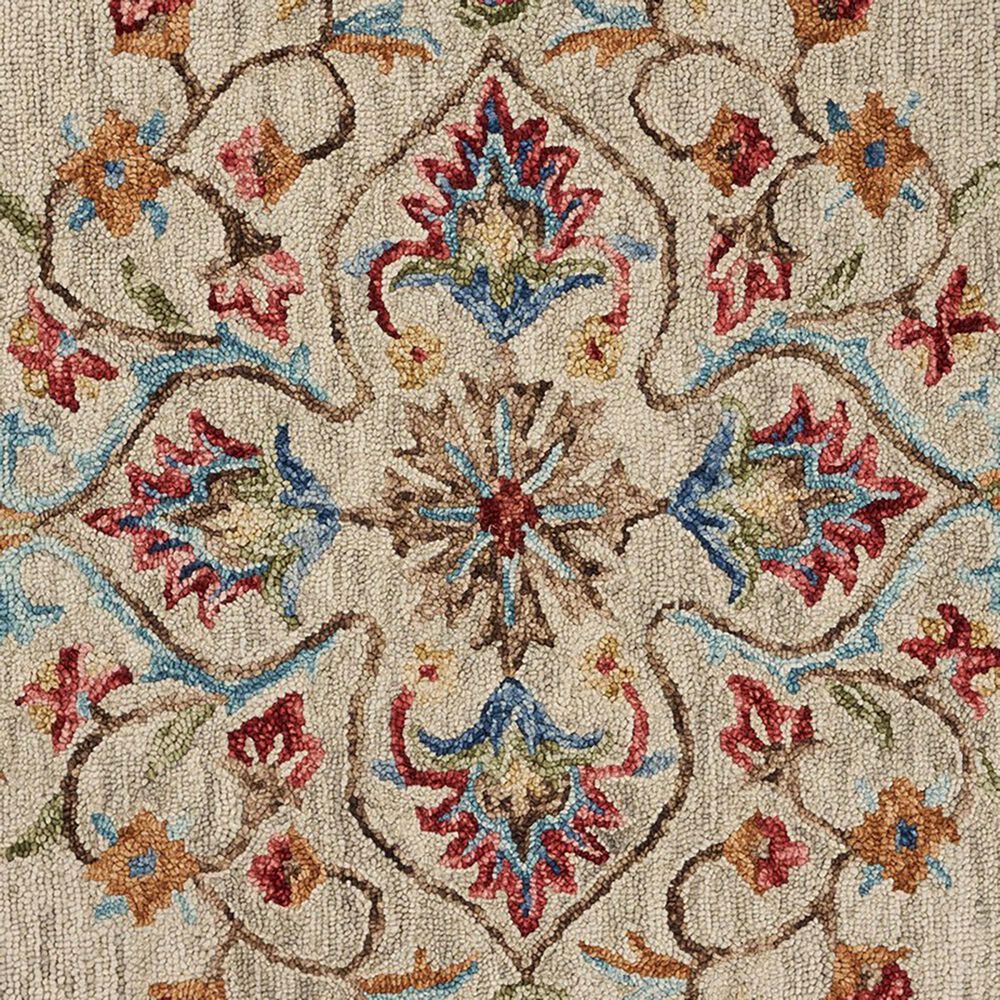 L&amp;R Resources Sinuous Floral Oasis 4&#39; Round Beige Area Rug, , large
