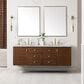 James Martin Vanities Amberly 72" Double Bathroom Vanity in Walnut with 3 cm Arctic Fall Solid Surface Top and Rectangular Sinks, , large