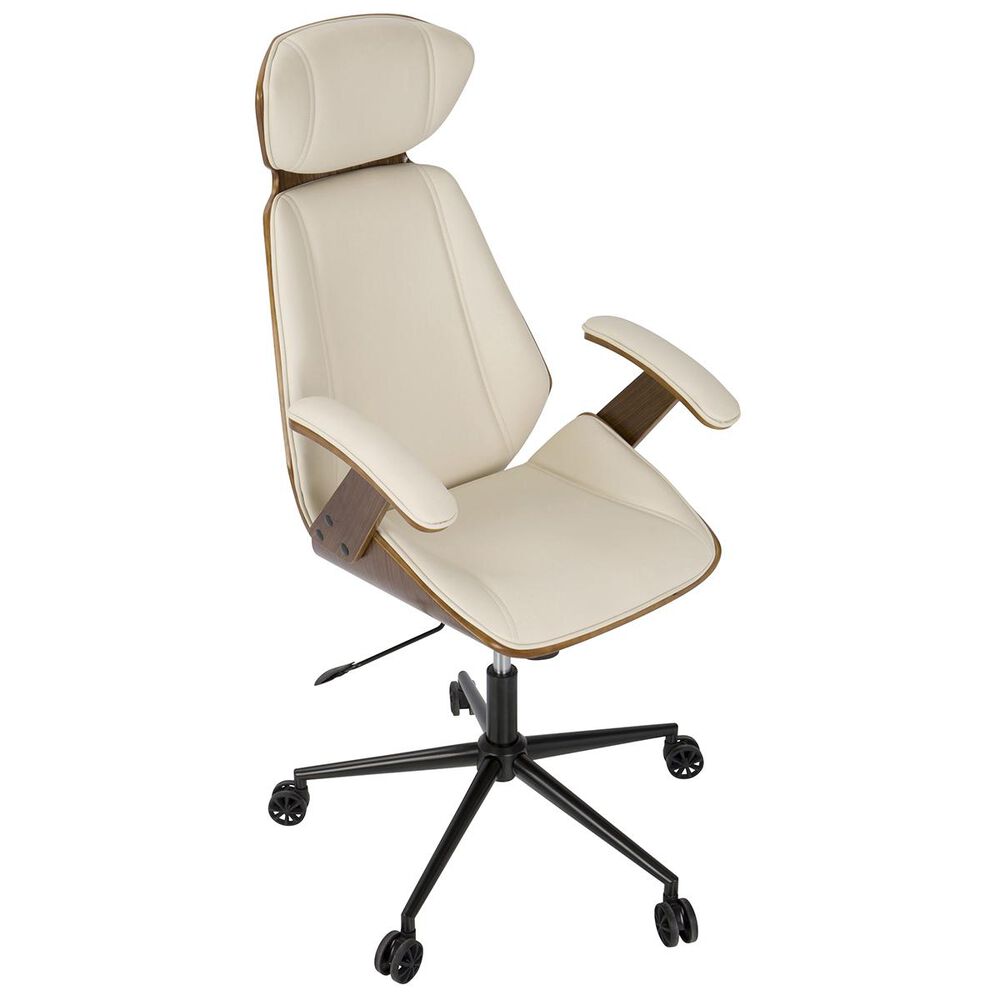 Lumisource Spectre Adjustable Office Chair in Cream/Walnut, , large
