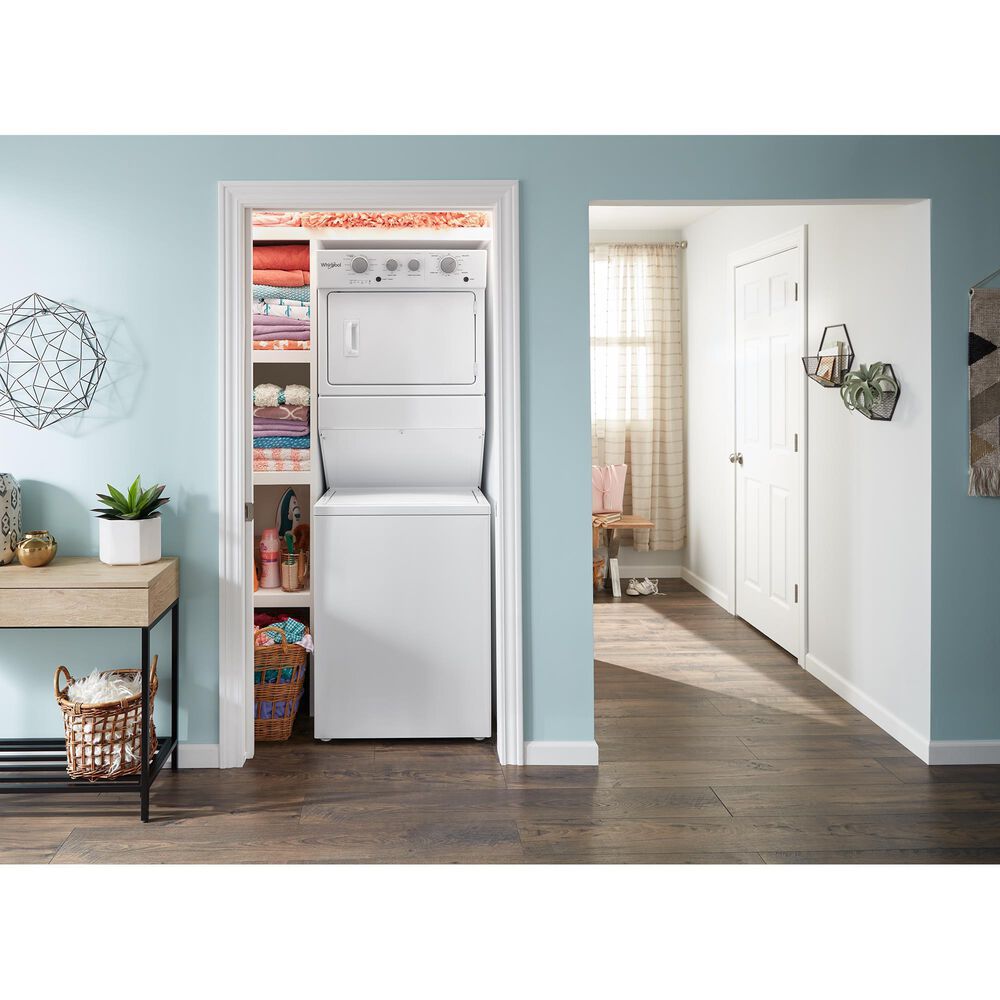 Whirlpool 3.5 Cu. Ft. Long Vent Gas Stacked Laundry Center in White, , large