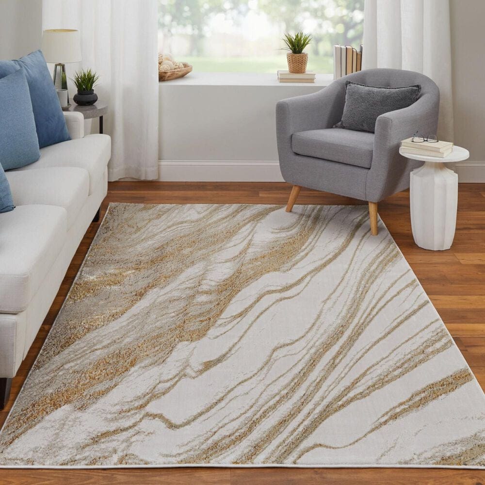 Feizy Aura 12&#39; x 15&#39; Ivory and Gold Area Rug, , large