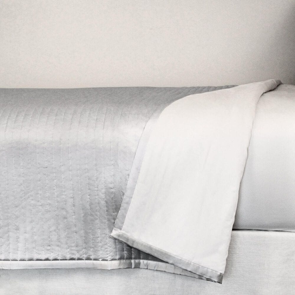 Ann Gish Charmeuse Queen Coverlet in Silver, , large