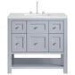 James Martin Vanities Breckenridge 36" Single Bathroom Vanity in Serenity Blue with 3 cm Arctic Fall Solid Surface Top and Rectangular Sink, , large
