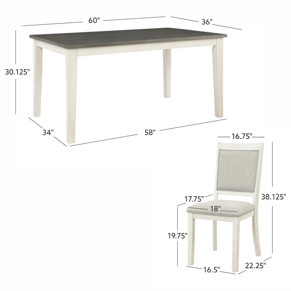 Linon Home Decor Marcum 7-Piece Rectangular Dining Set in White and Dark Grey, , large