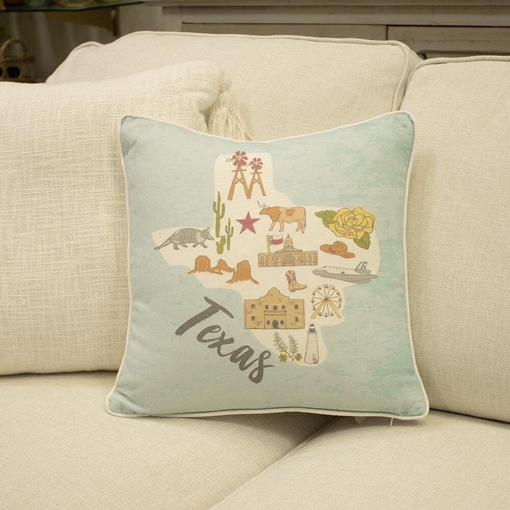 The Royal Standard State 16&quot; x 16&quot; Lone Star Throw Pillow in Misty Blue and Multicolor, , large