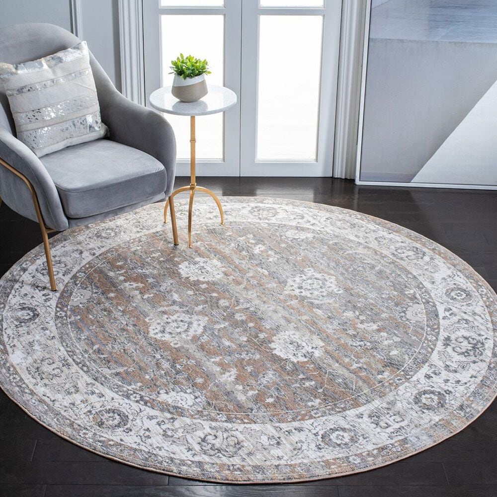 Safavieh Webster WBS326G 5&#39; Round Grey and Beige Area Rug, , large