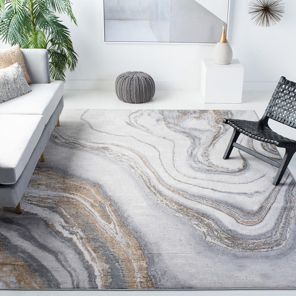 Safavieh Orchard ORC637 Contemporary 9&#39; x 12&#39; Grey and Gold Area Rug, , large