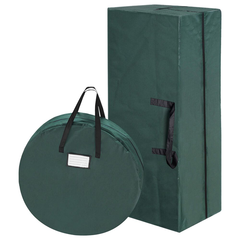 Timberlake 2-Piece Xmas Tree and Wreath Storage Bag Set in Green, , large