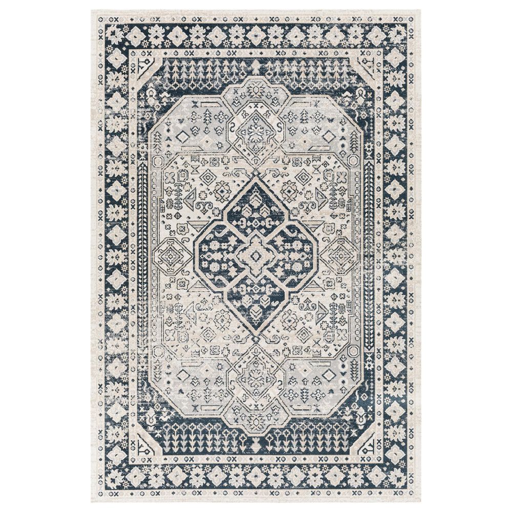 Surya Lavadora 5"3" x 7" Black, Ink Blue, Light Gray, Light Beige and Cream Area Rug, , large