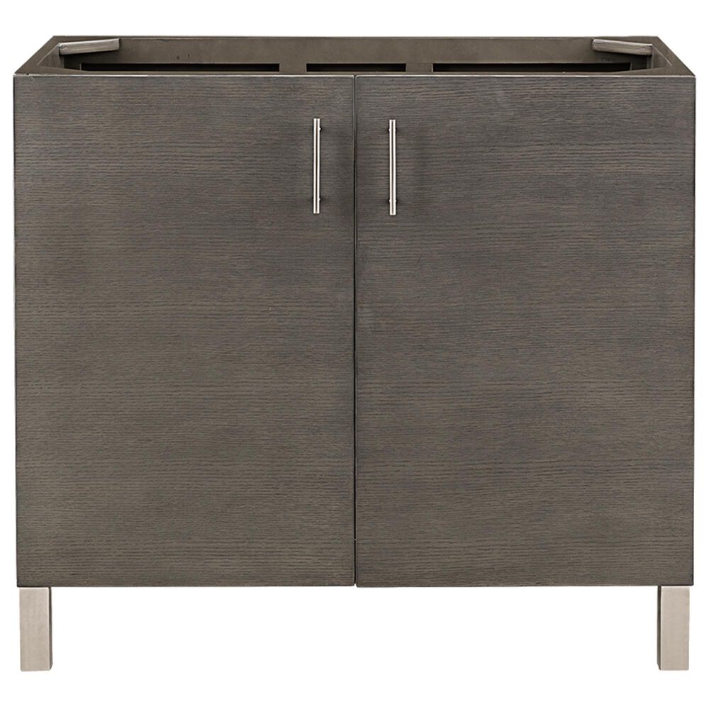 James Martin Metropolitan 36" Single Bathroom Vanity Cabinet in Silver Oak and Satin Nickel, , large