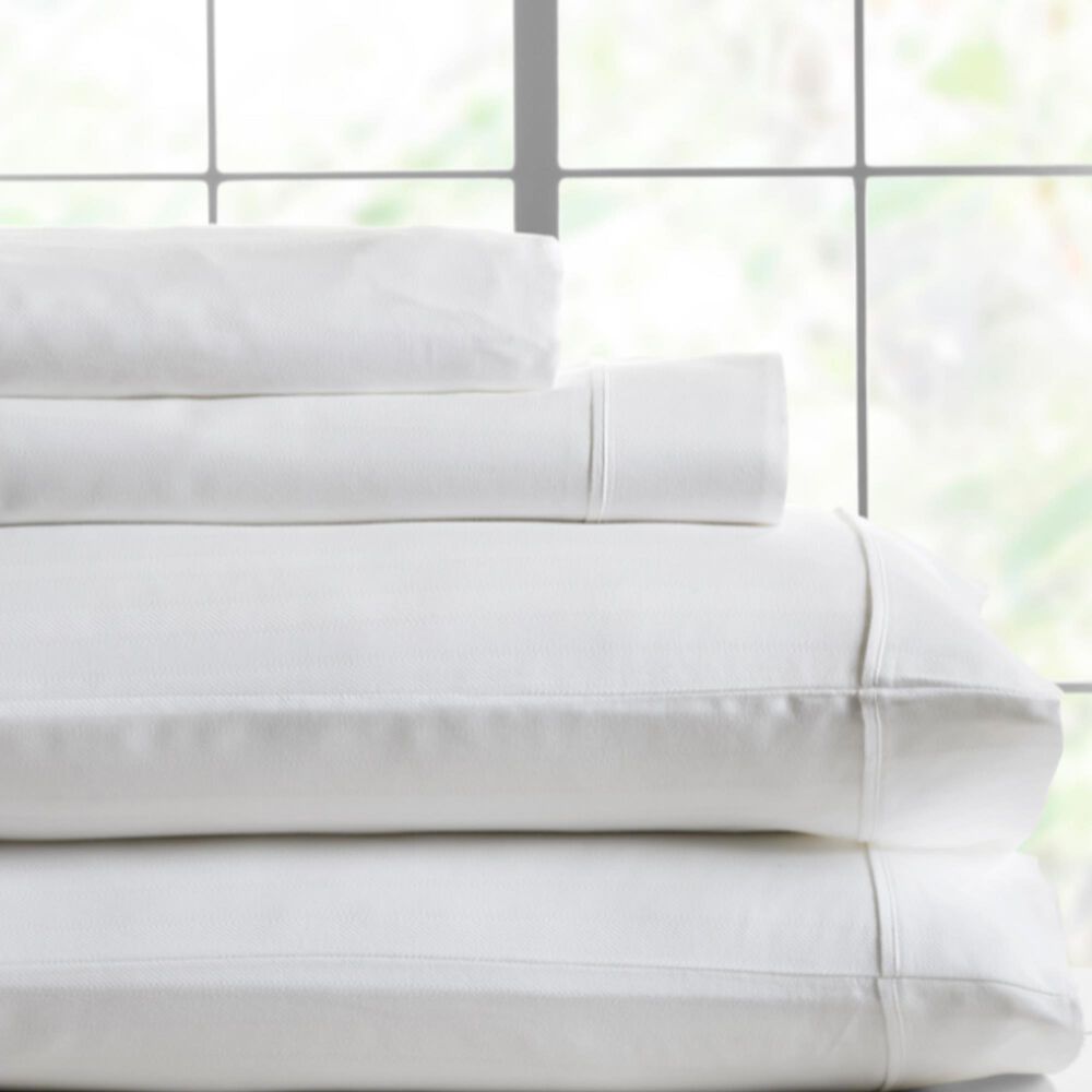 HN International Herringbone Queen Sheet Set in White, , large
