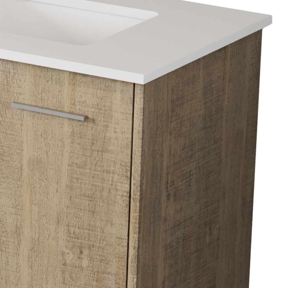 Lexora Home Lancy 72" Double Bathroom Vanity in Rustic Acacia with 2 cm White Cultured Marble Top and Rectangular Sinks, , large