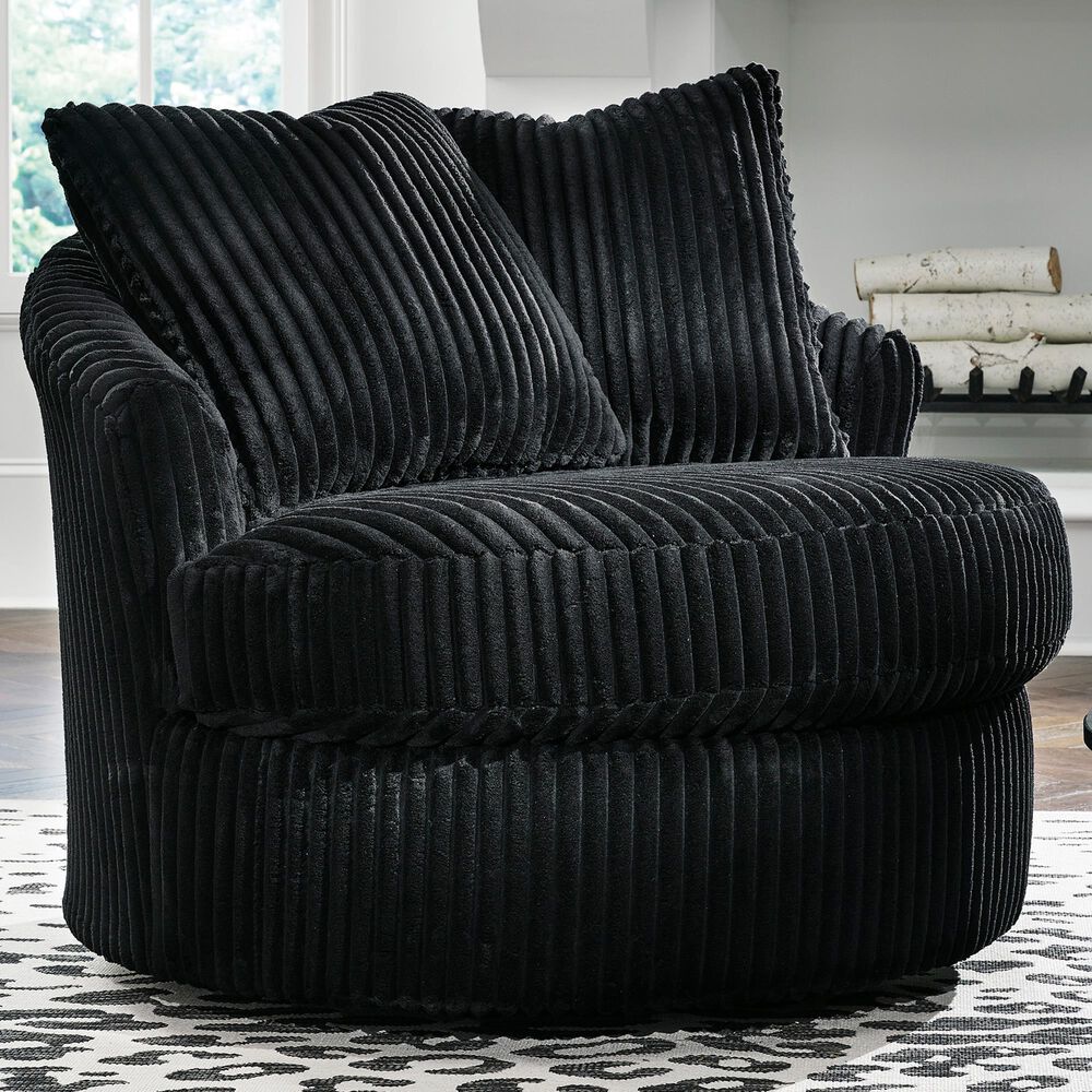 Ashley Gramwell Swivel Accent Chair in Onyx, , large