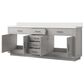 Lexora Home Abbey 84" Double Bathroom Vanity in White Oak with 2 cm White Quartz Top and Rectangular Sinks, , large