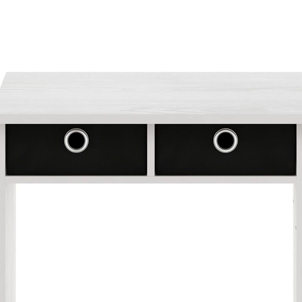 HOMLUX 32" Computer Desk with Two Drawers in White Oak and Stainless Steel, , large